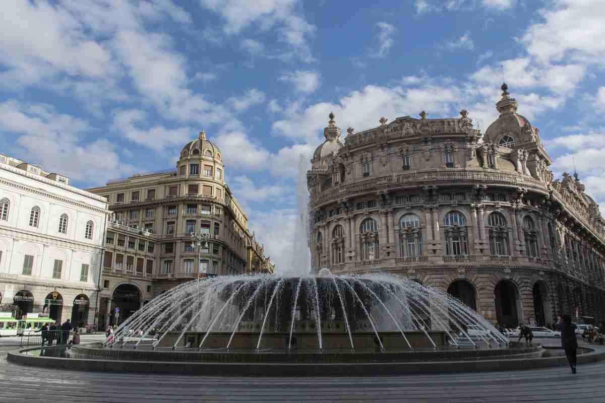 La fontana di piazza De Ferrari a Genova